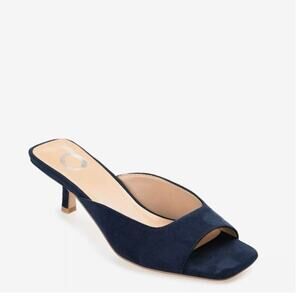 NEW Journee Collection Larna Slip On Kitten Heel Open Toe Navy Blue 7.5 Slide